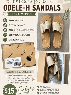 Mix No. 6 Light Camo Slide Sandals in Tan and Sage